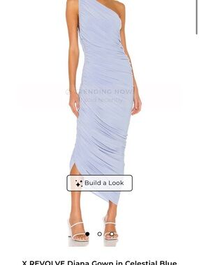 REVOLVE Diana One-Shoulder Ruched Midi Dress in Celestial Blue